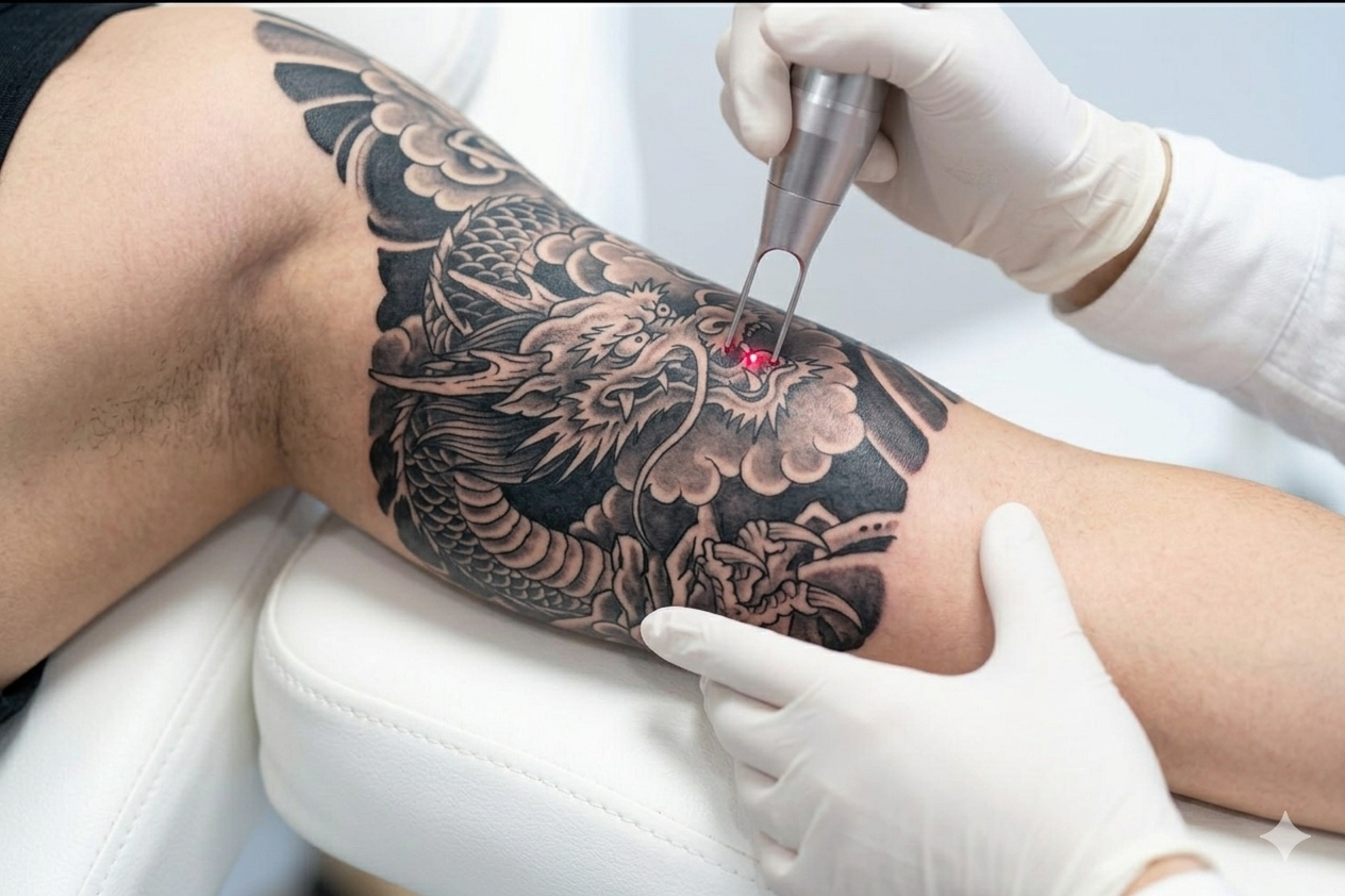 Tattooentfernung mit dem Laser schwarzes Tattoo